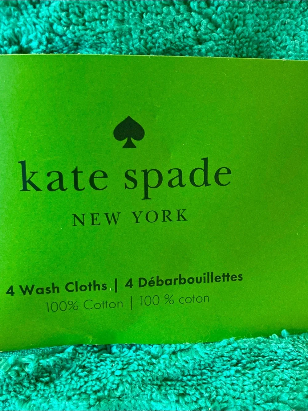 NWT and packaging Kate Spade 100% cotton plush emerald green bath bundle